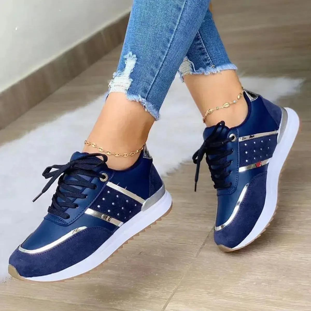 Sneakers Plateforme Patchwork Cuir-Saylana