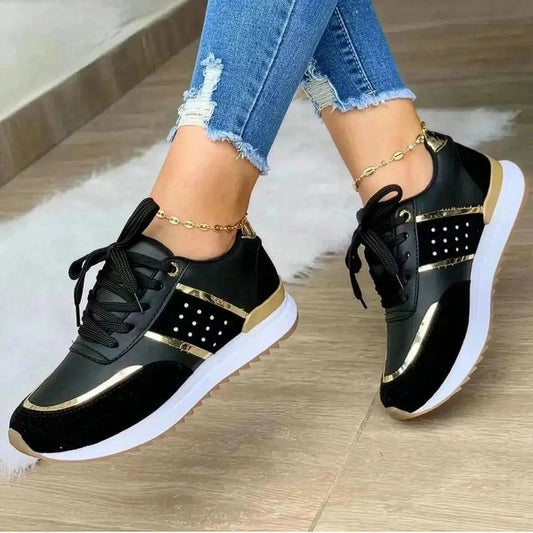 Sneakers Plateforme Patchwork Cuir - Saylana