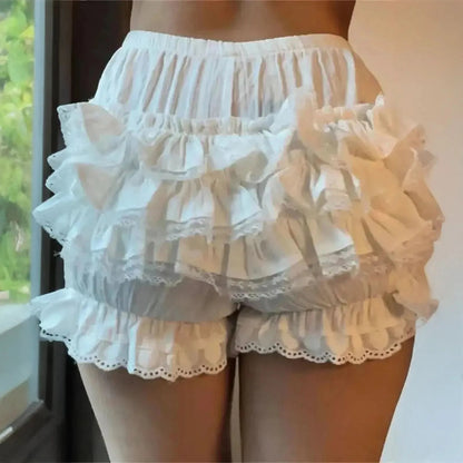 Style bloomers à taille élastique et dentelle - Saylana