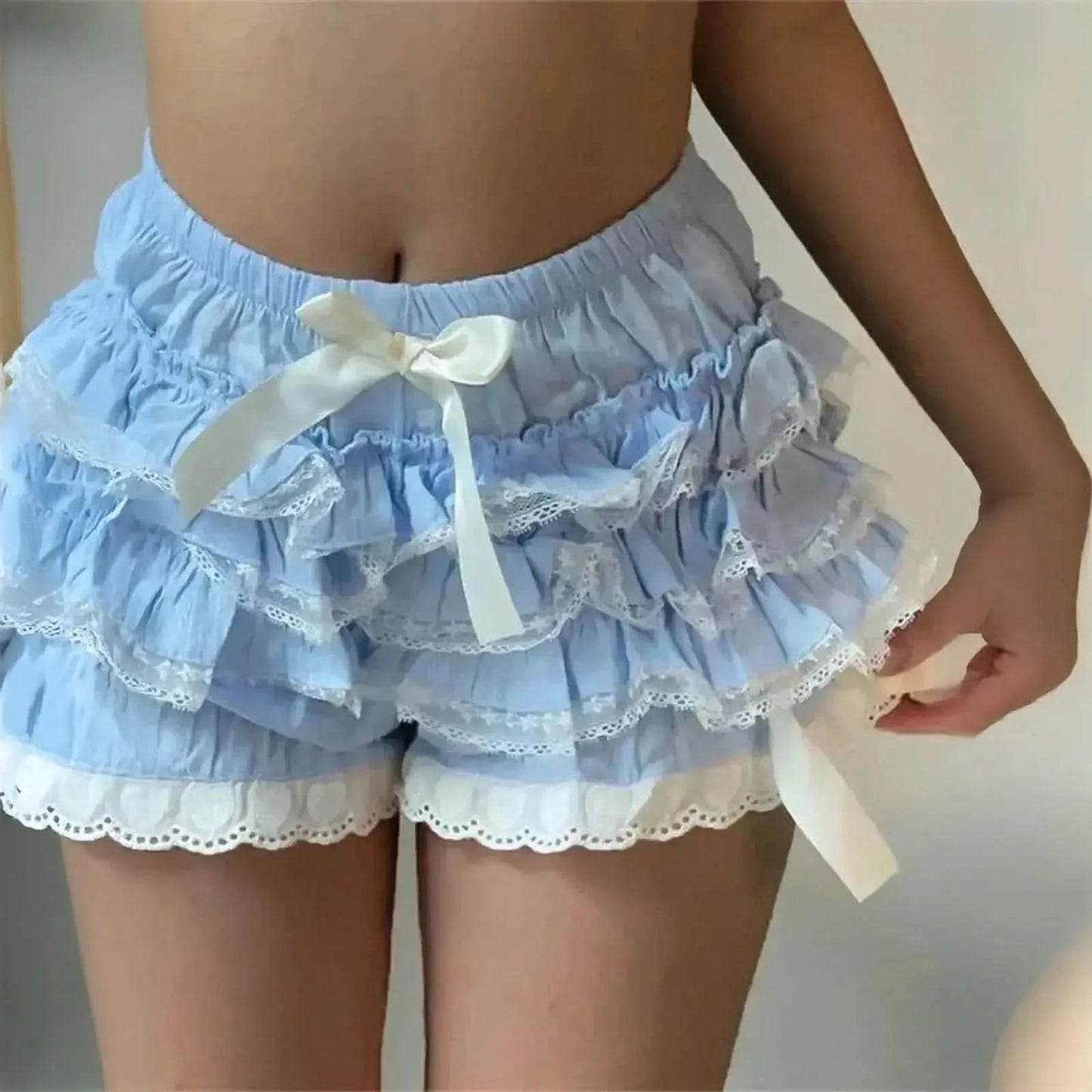 Style bloomers à taille élastique et dentelle - Saylana