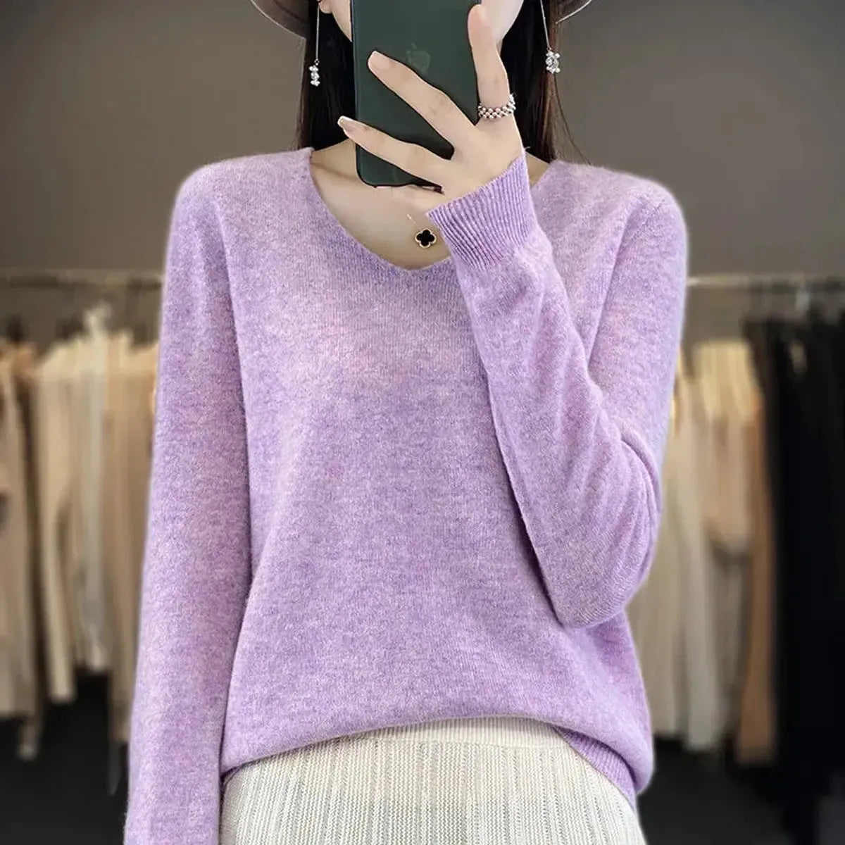 Sweater Cachemire Fin Hiver-Saylana