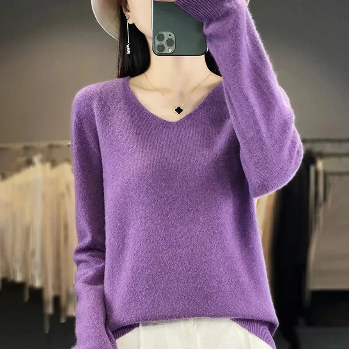 Sweater Cachemire Fin Hiver-Saylana