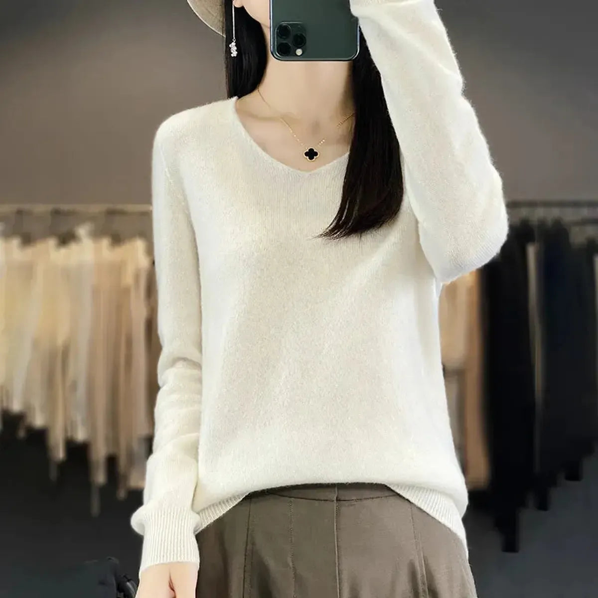 Sweater Cachemire Fin Hiver-Saylana