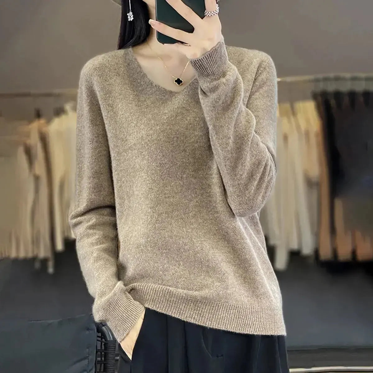 Sweater Cachemire Fin Hiver-Saylana