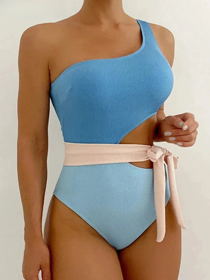 Swimwear Patchwork Sexy Épaule Unique-Saylana
