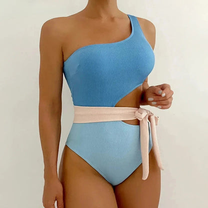 Swimwear Patchwork Sexy Épaule Unique Saylana