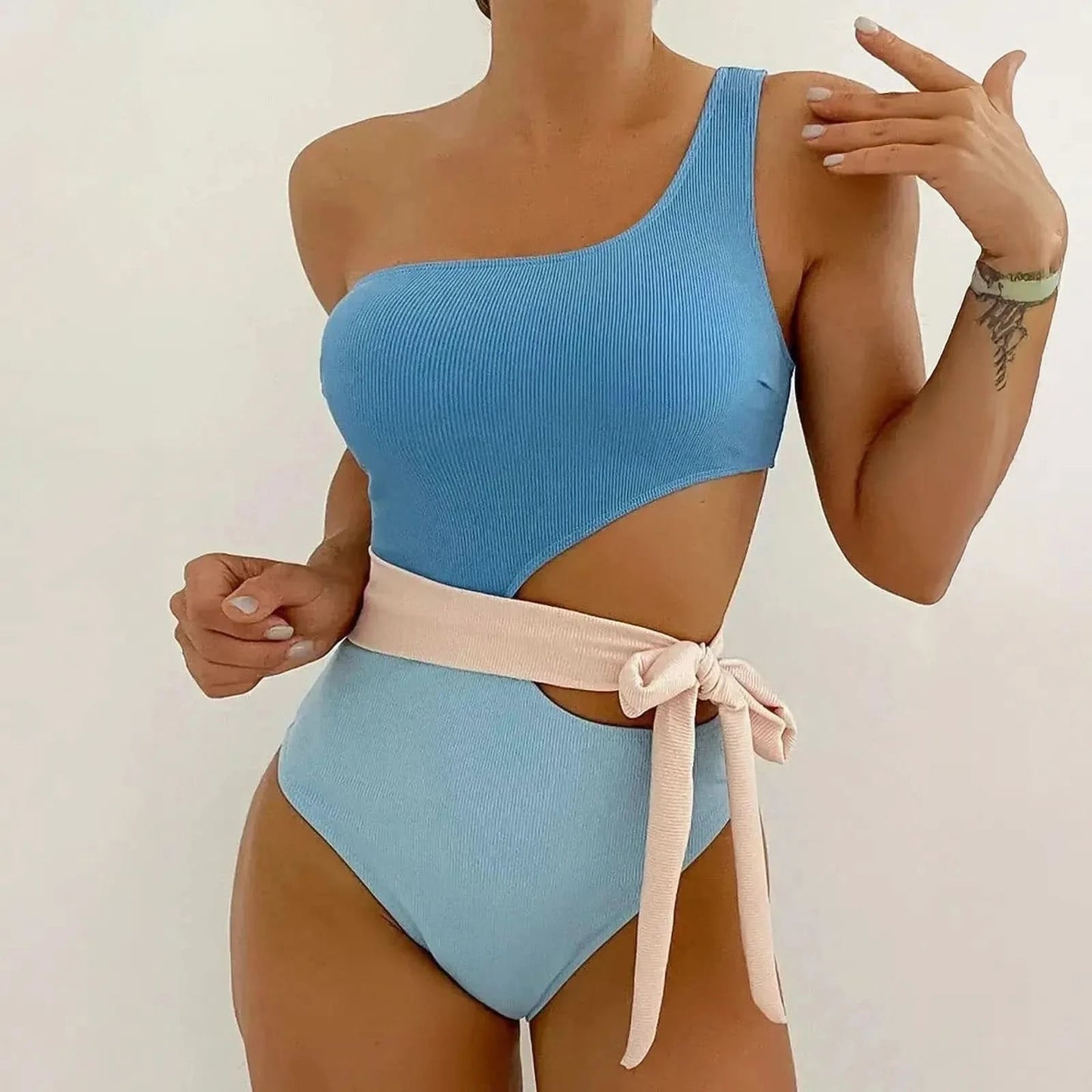 Swimwear Patchwork Sexy Épaule Unique - Saylana