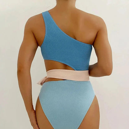 Swimwear Patchwork Sexy Épaule Unique - Saylana