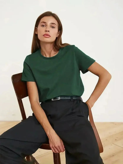 T-shirt basique en coton doux, coupe ample-Saylana