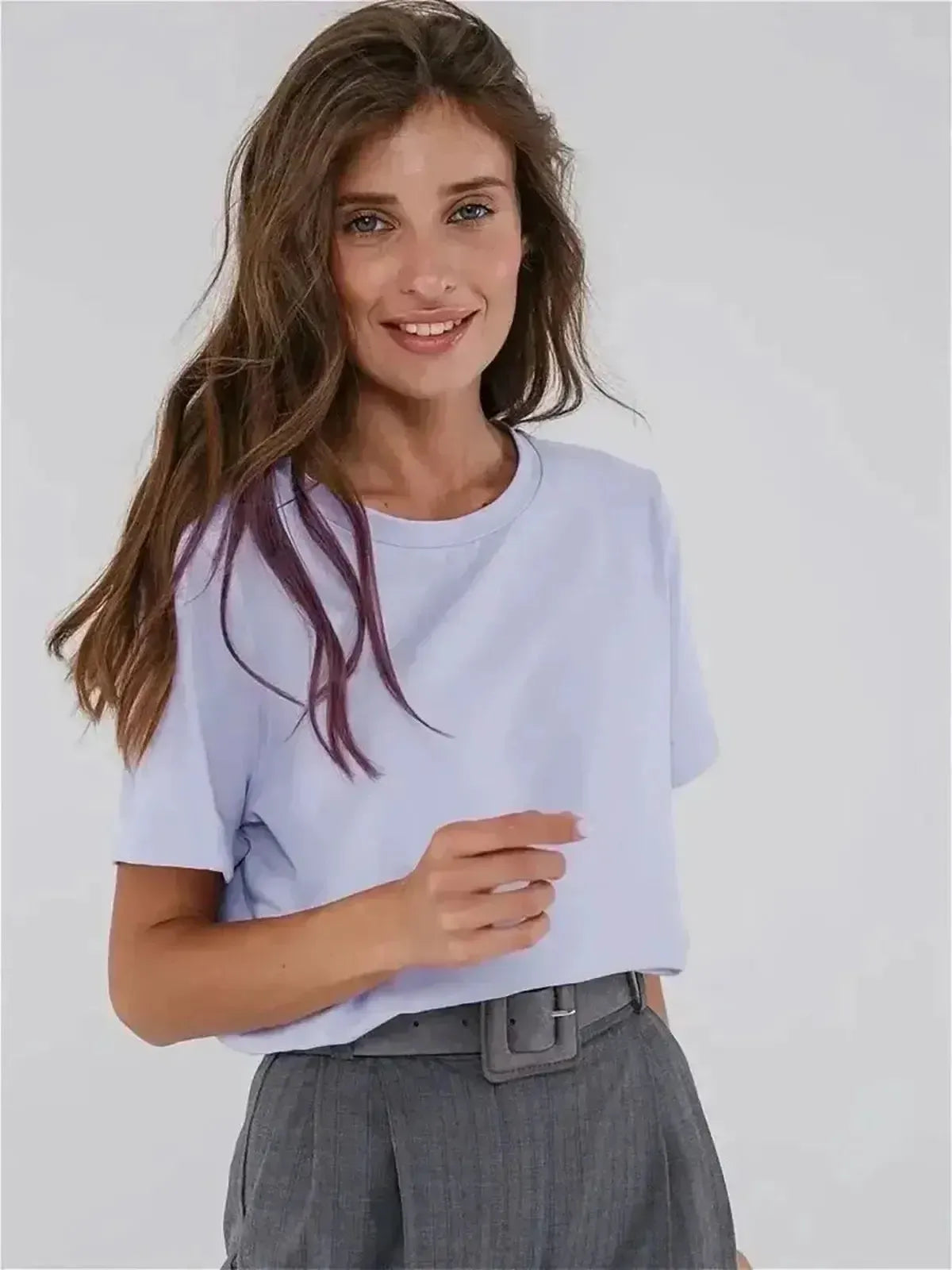 T-shirt basique en coton doux, coupe ample-Saylana