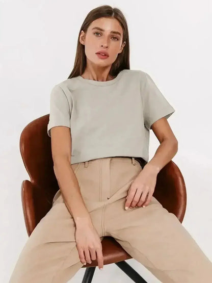 T-shirt basique en coton doux, coupe ample-Saylana