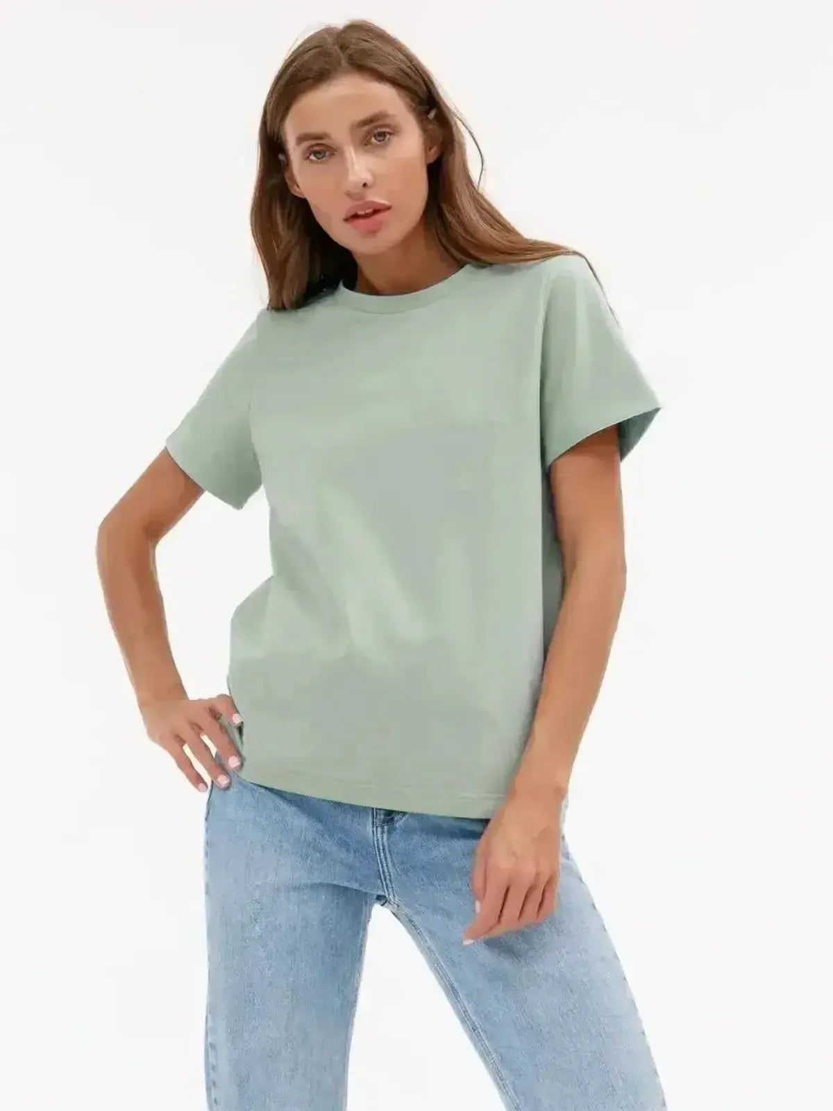 T-shirt basique en coton doux, coupe ample-Saylana