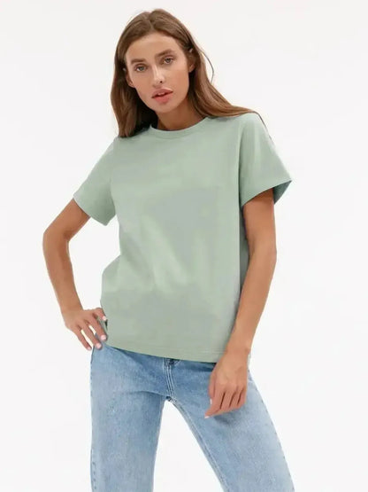 T-shirt basique en coton doux, coupe ample-Saylana