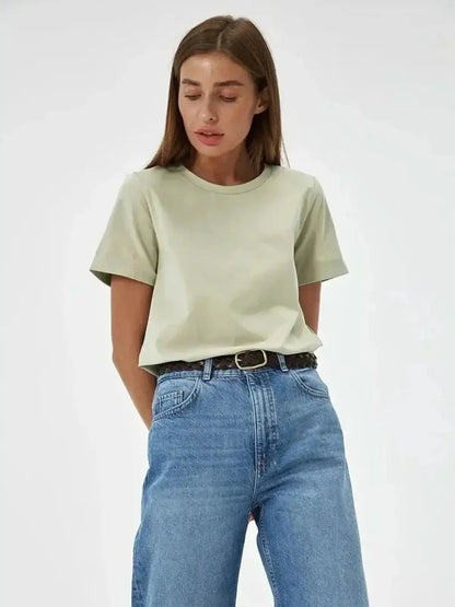 T-shirt basique en coton doux, coupe ample-Saylana