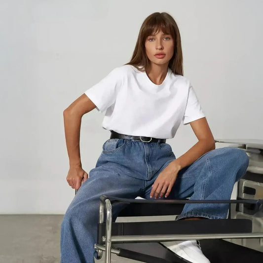 T-shirt basique en coton doux, coupe ample Saylana