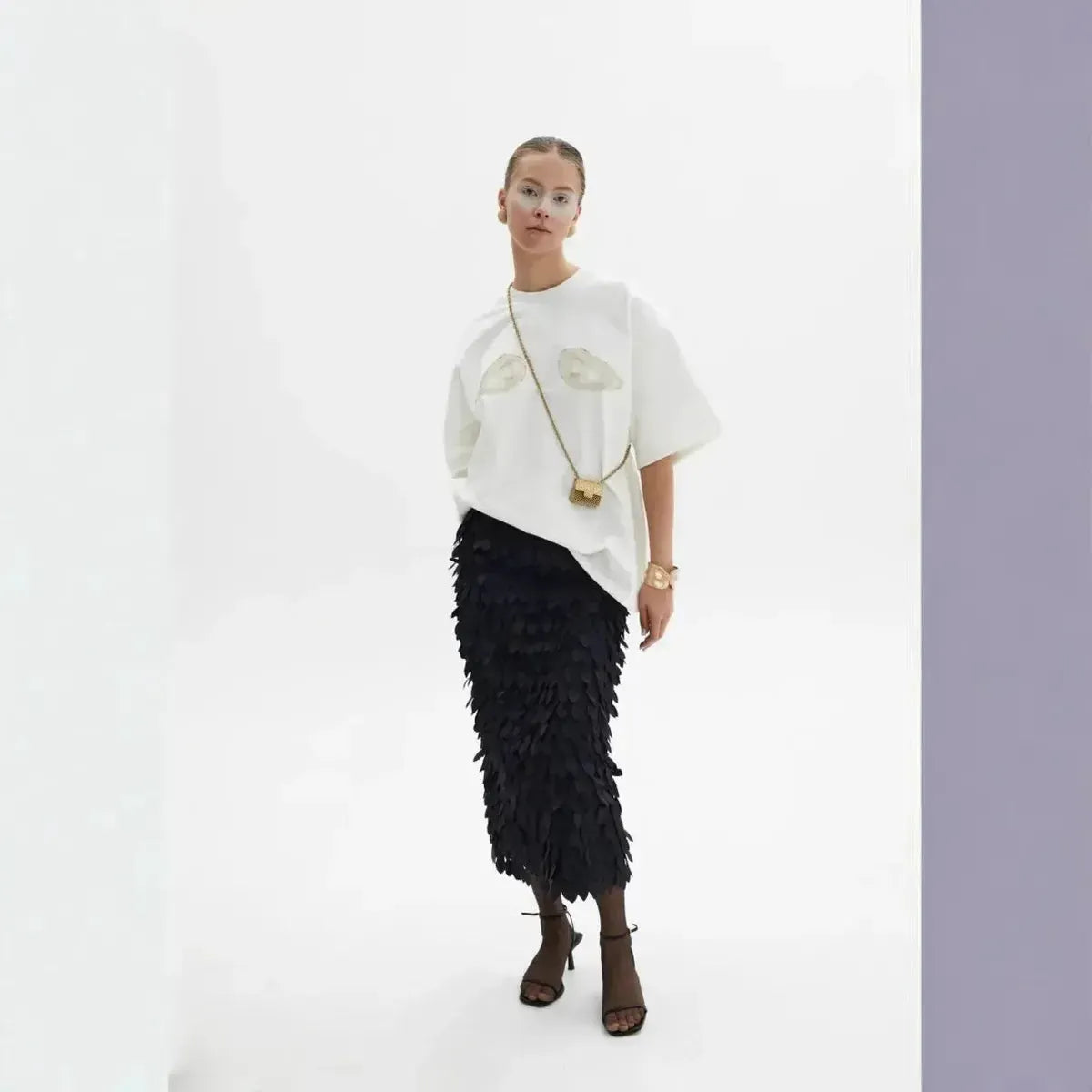 T-shirt imprimé coquillage Y2K au col rond casual-Saylana