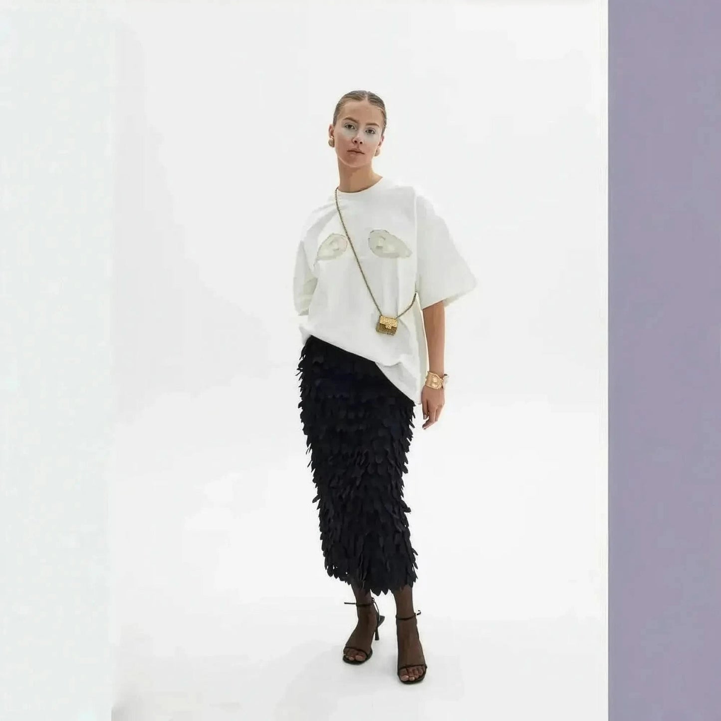 T-shirt imprimé coquillage Y2K au col rond casual - Saylana