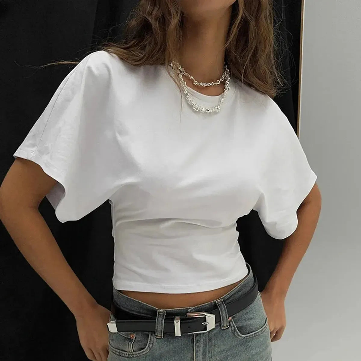T-shirt loose à manches courtes et taille cintrée-Saylana