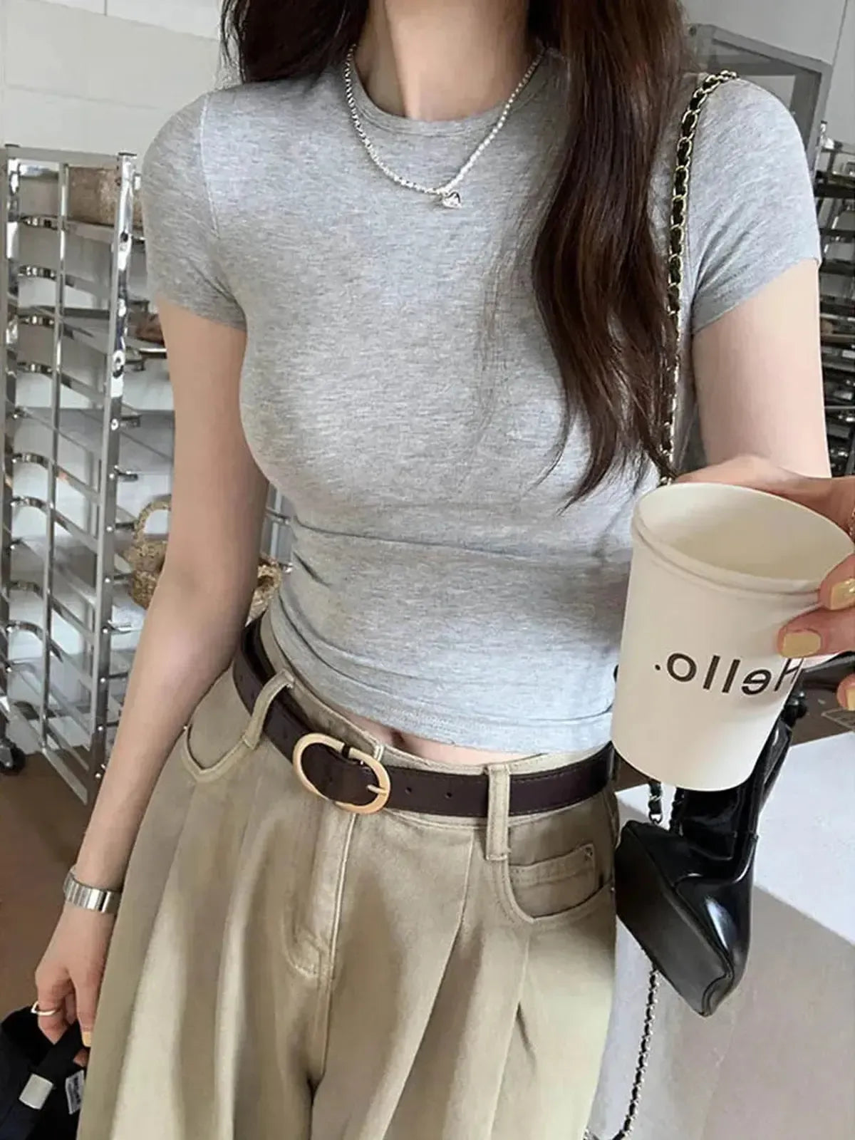 T-shirt skinny manches courtes pour look street-Saylana