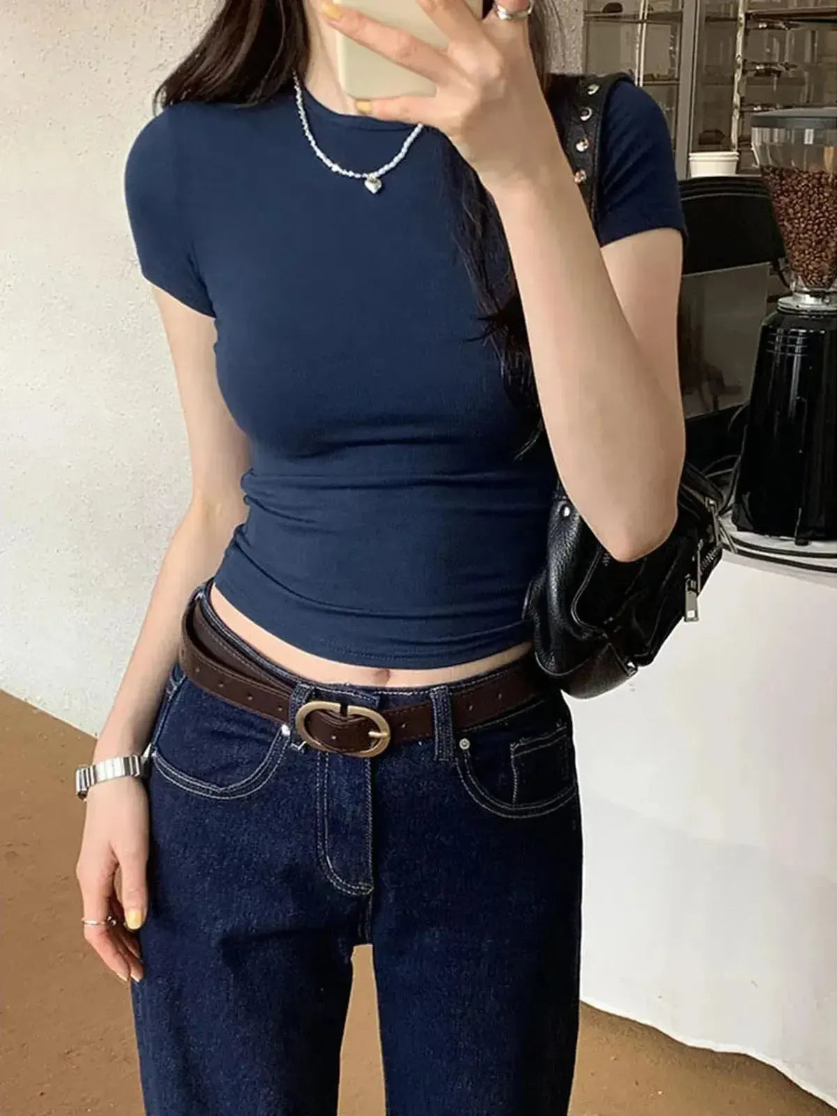 T-shirt skinny manches courtes pour look street-Saylana