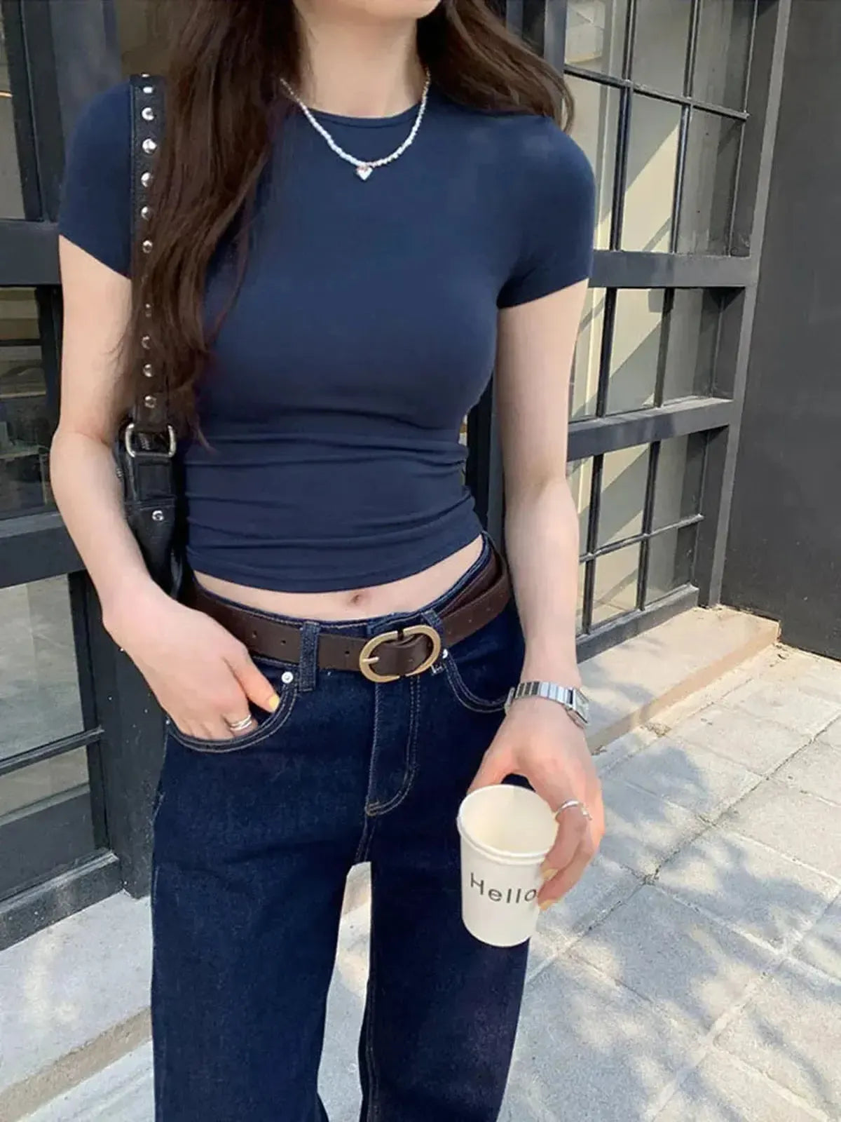 T-shirt skinny manches courtes pour look street-Saylana