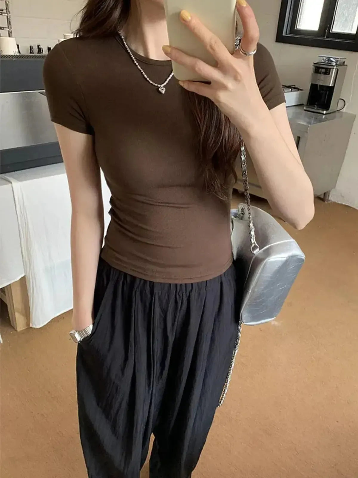 T-shirt skinny manches courtes pour look street-Saylana