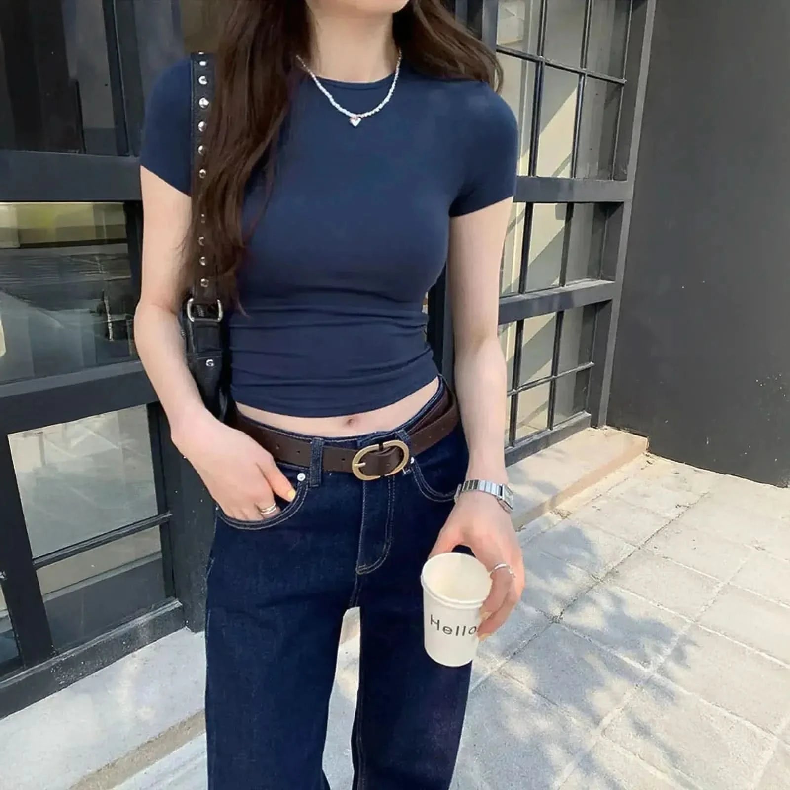 T-shirt skinny manches courtes pour look street - Saylana