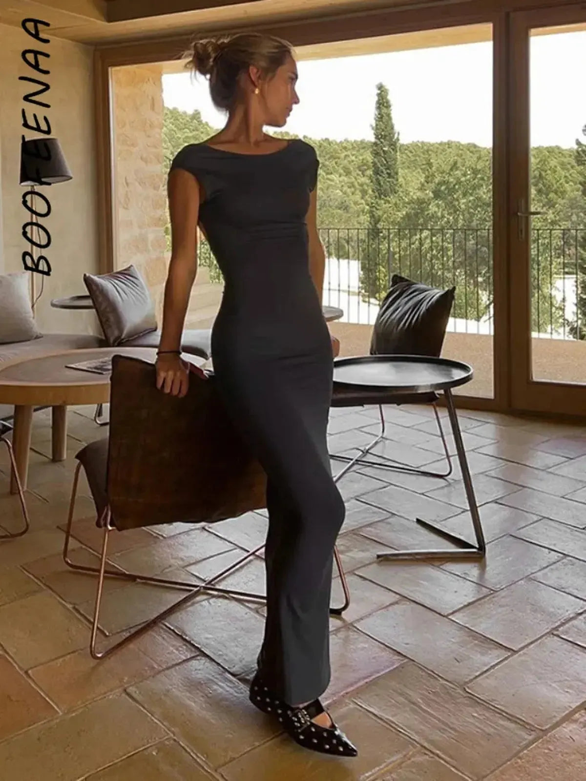 Tenue Casual Sexy Gris Noir-Saylana