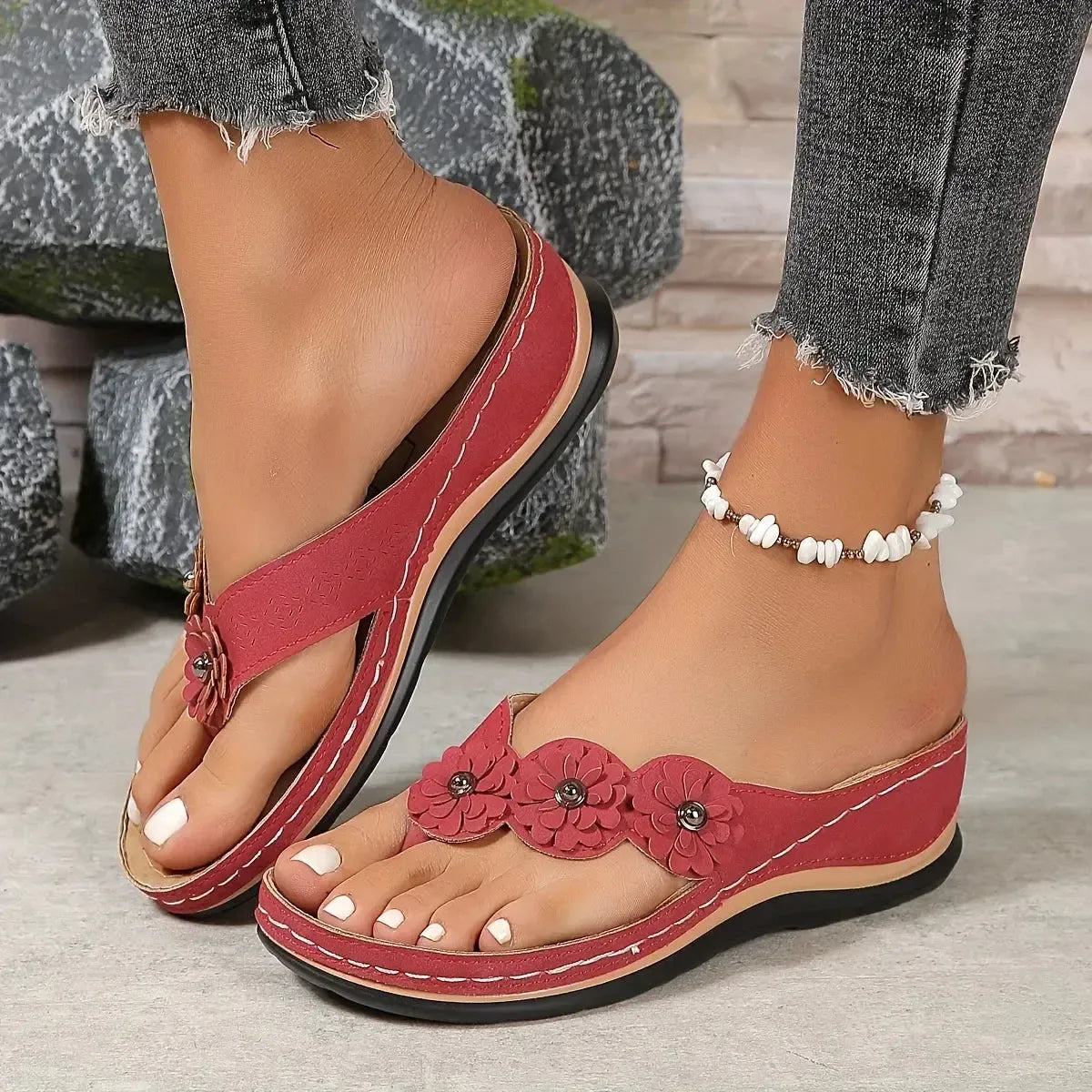 Tongs Fleuries Confort Été-Saylana