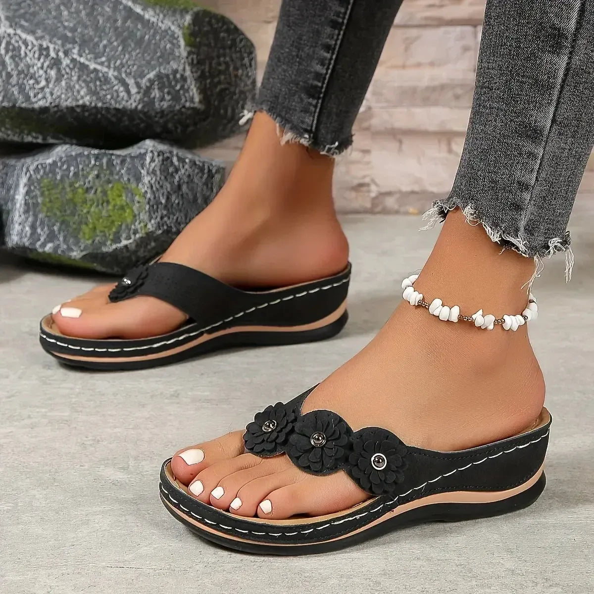 Tongs Fleuries Confort Été-Saylana