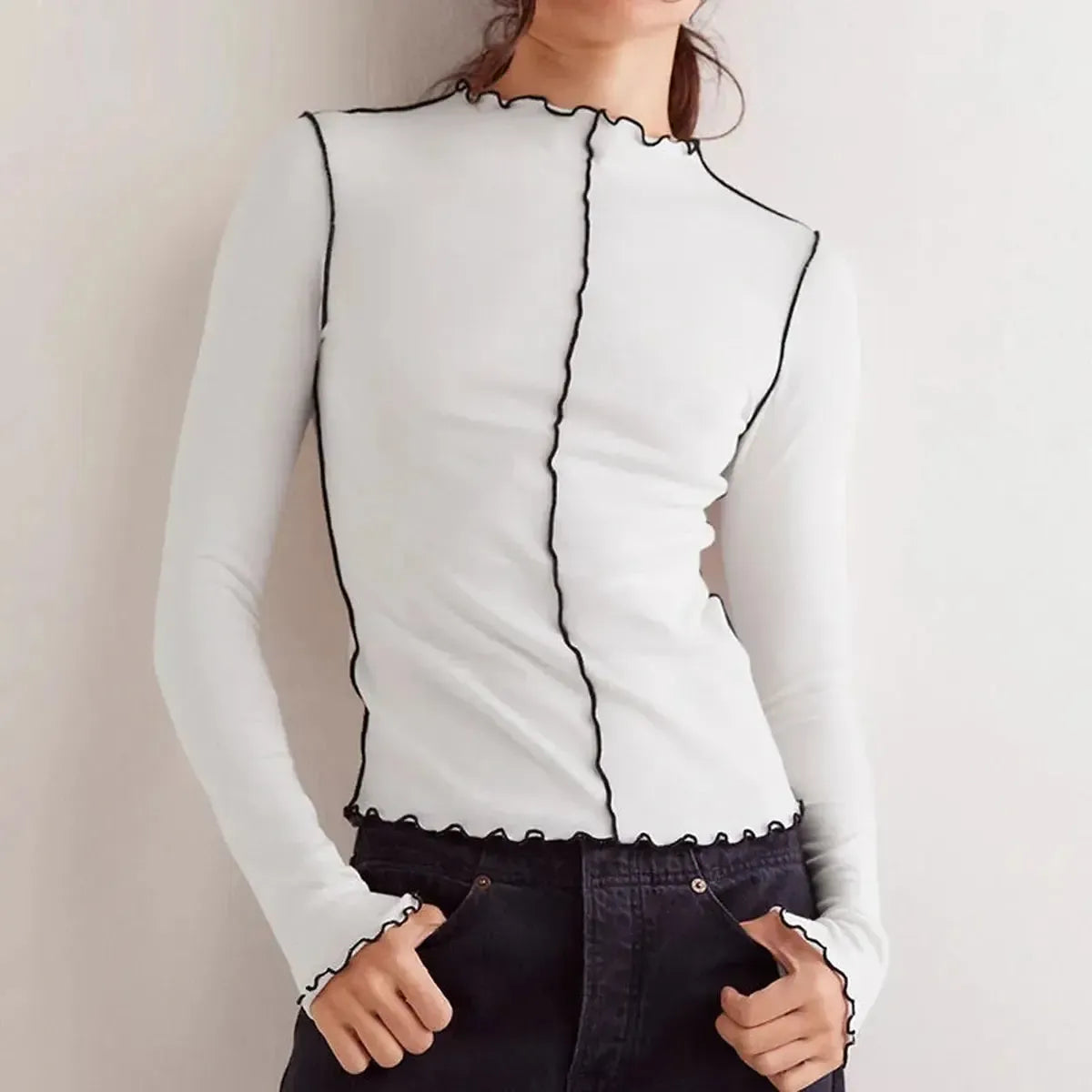 Top Basique Col Rond Blanc-Saylana