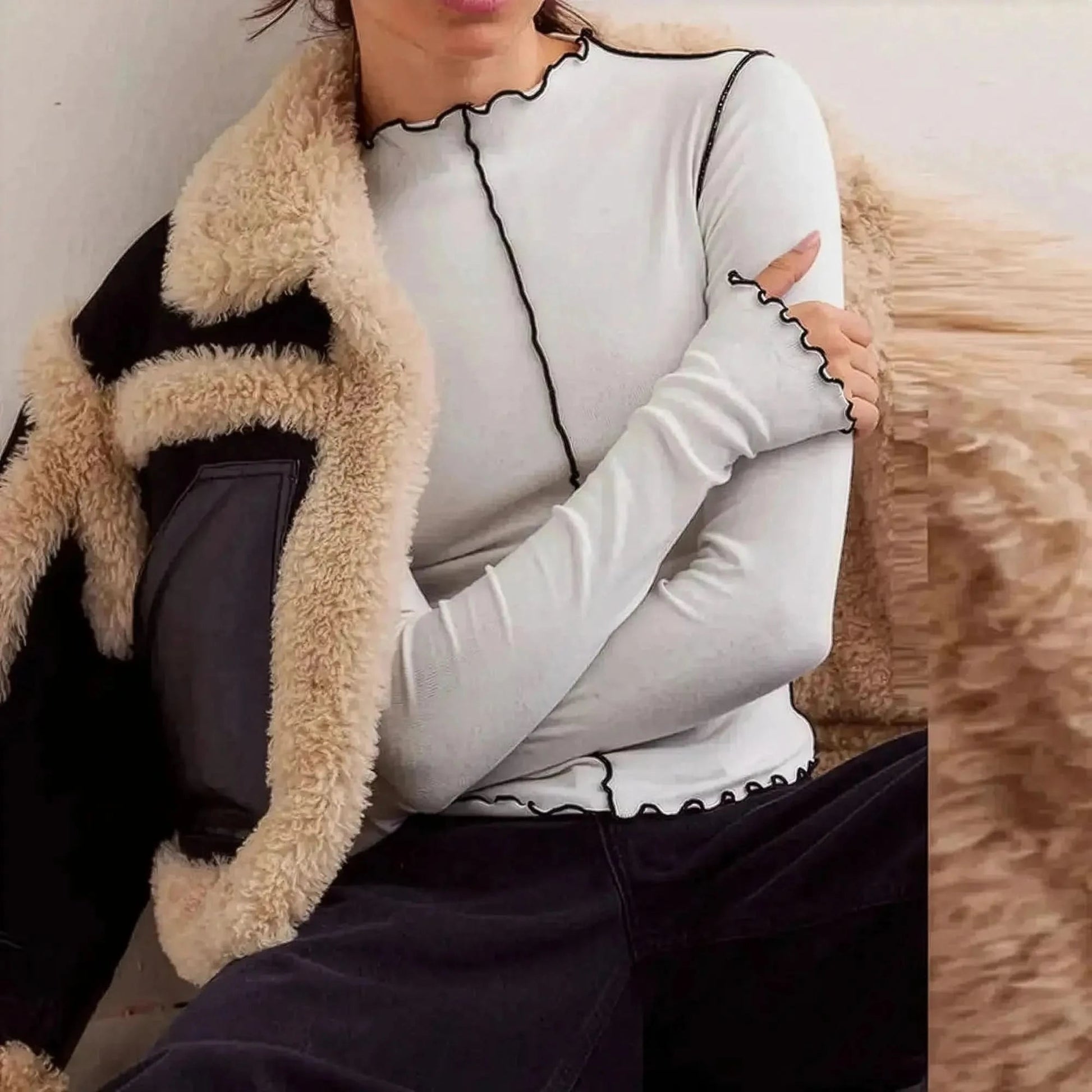 Top Basique Col Rond Blanc - Saylana