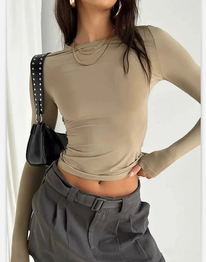 Top basique sexy à manches courtes ajustées-Saylana