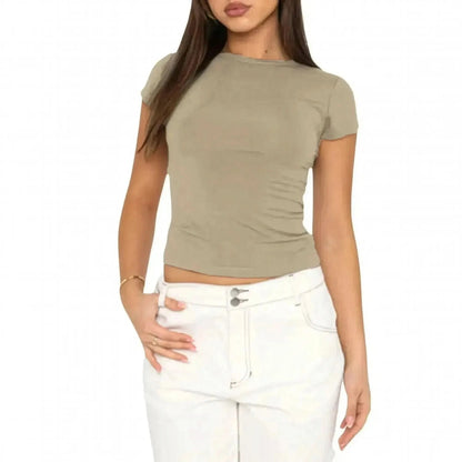 Top basique sexy à manches courtes ajustées - Saylana