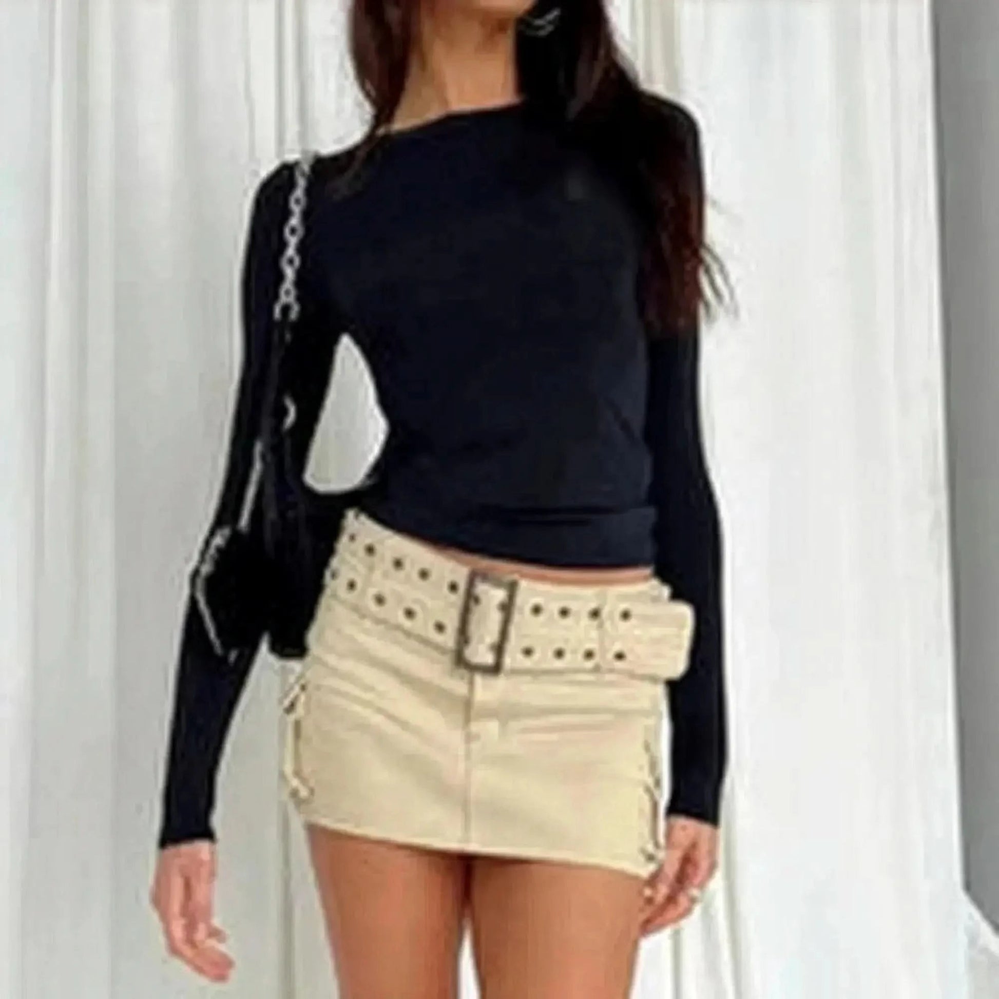 Top basique sexy à manches courtes ajustées - Saylana