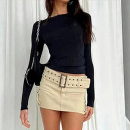 Top basique sexy à manches courtes ajustées - Saylana