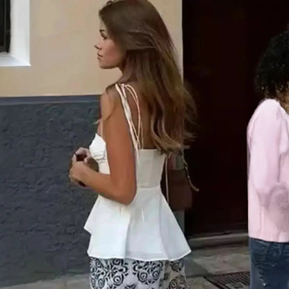 Top fines bretelles avec nœud et décolleté cœur - Saylana