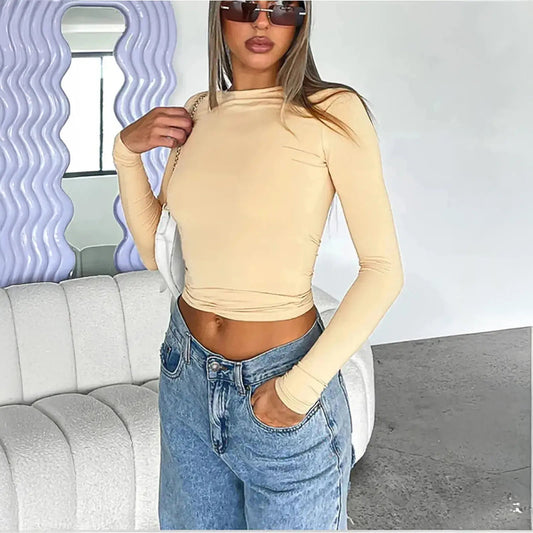 Top manches longues slim au style Y2K streetwear Saylana