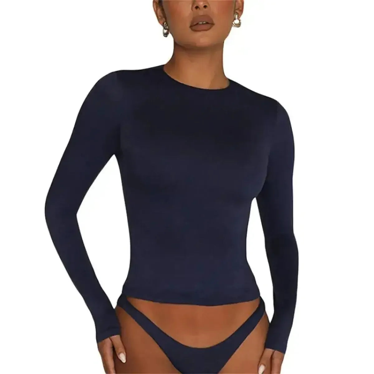 Top manches longues slim au style Y2K streetwear-Saylana
