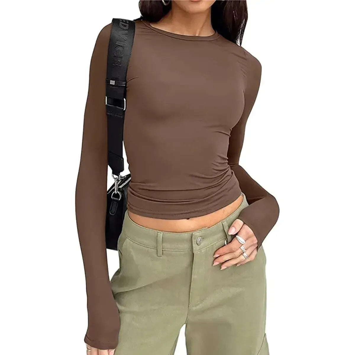 Top manches longues slim au style Y2K streetwear-Saylana