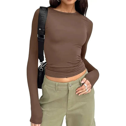 Top manches longues slim au style Y2K streetwear-Saylana
