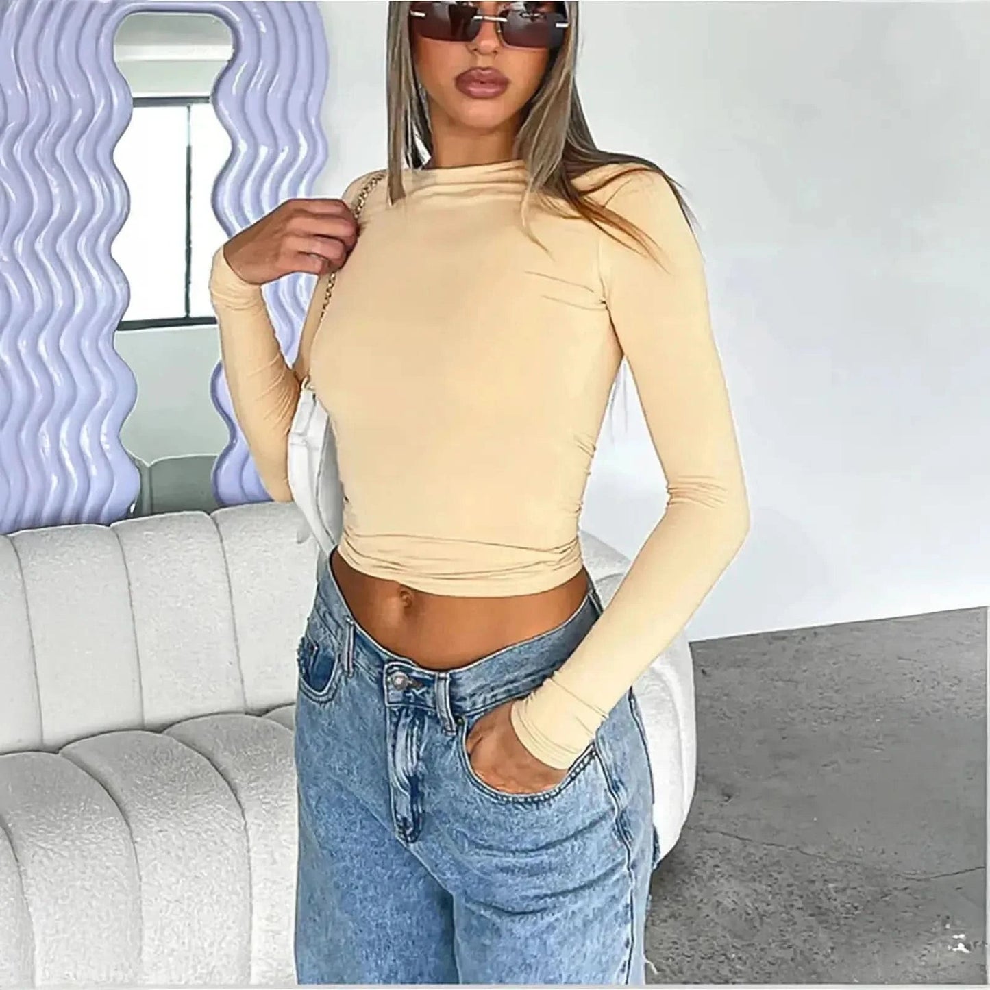 Top manches longues slim au style Y2K streetwear - Saylana