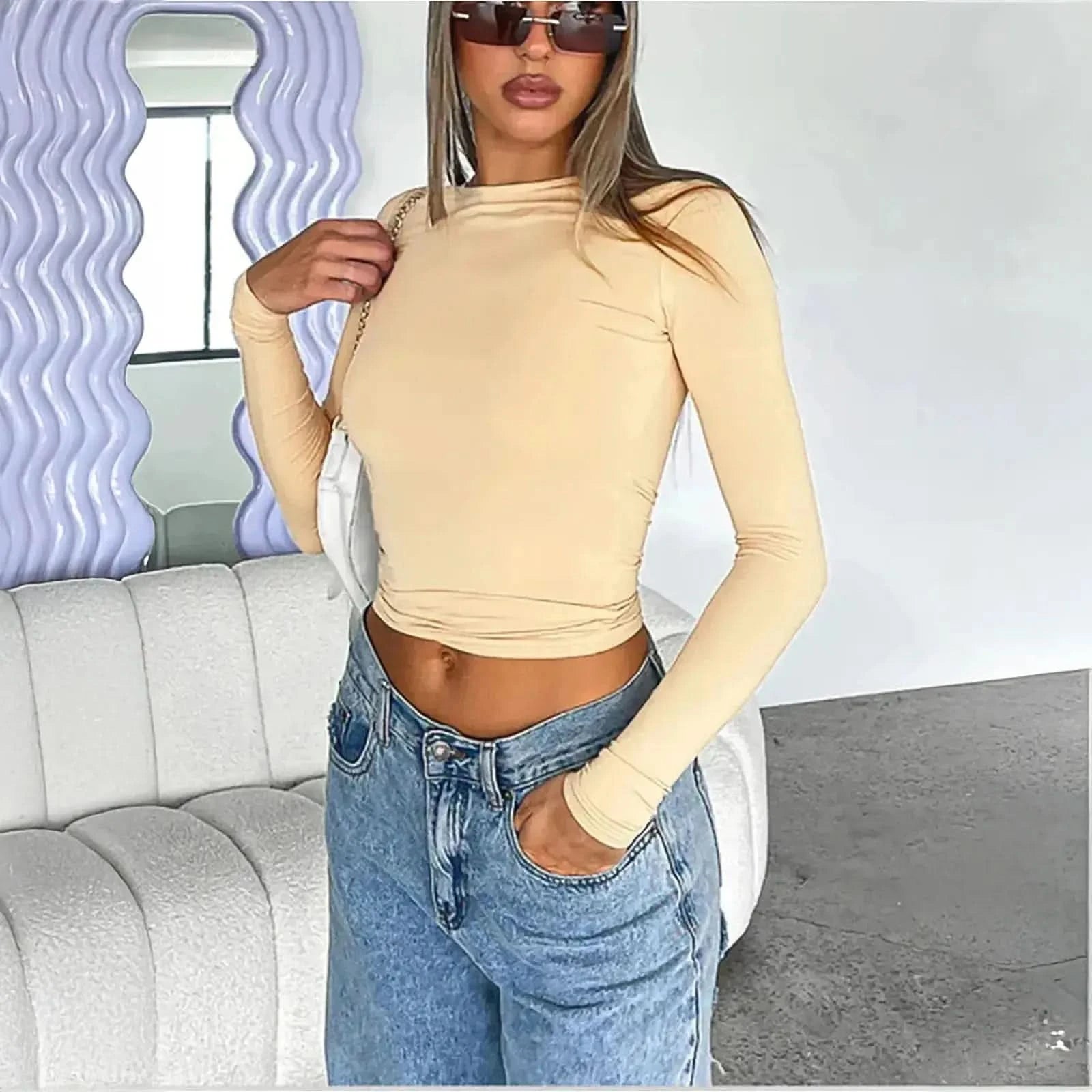 Top manches longues slim au style Y2K streetwear - Saylana