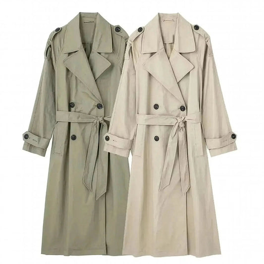 Trench Vintage Ceinturé à Double Boutonnage - Saylana