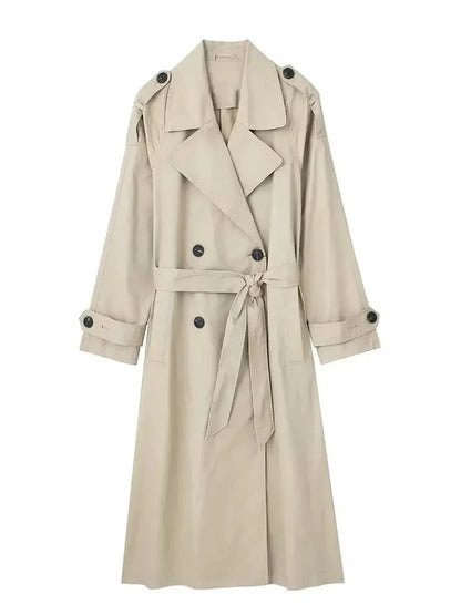 Trench Vintage Ceinturé à Double Boutonnage-Saylana