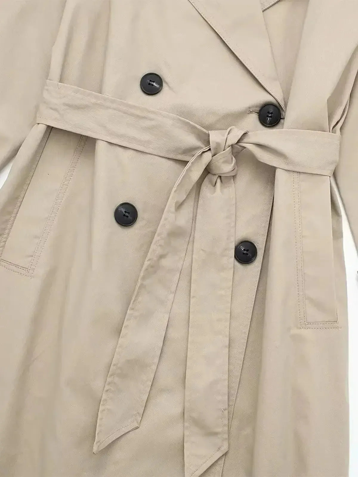 Trench Vintage Ceinturé à Double Boutonnage-Saylana