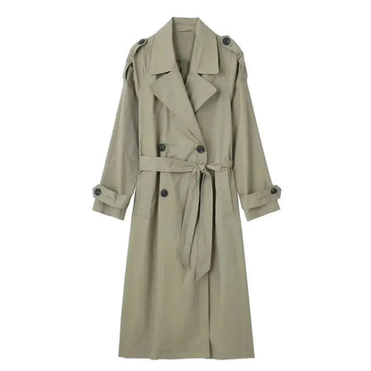 Trench Vintage Ceinturé à Double Boutonnage-Saylana