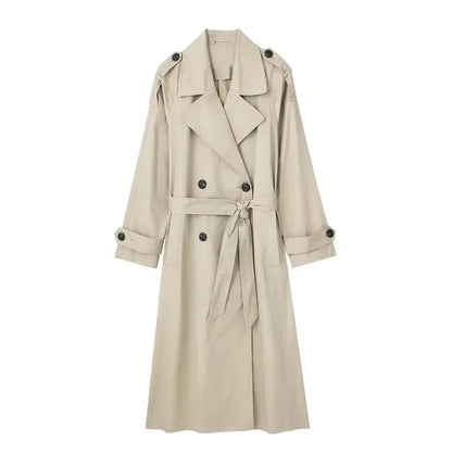 Trench Vintage Ceinturé à Double Boutonnage-Saylana