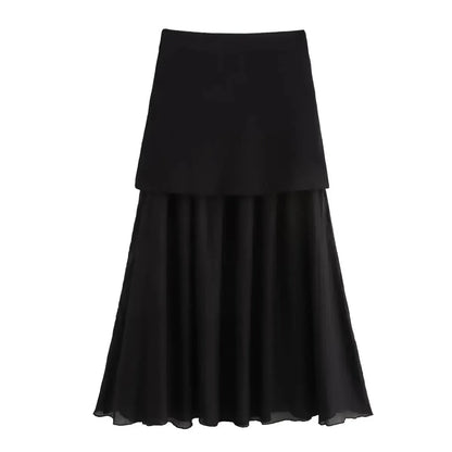 Tricot V-Neck & Jupe Longue-Saylana