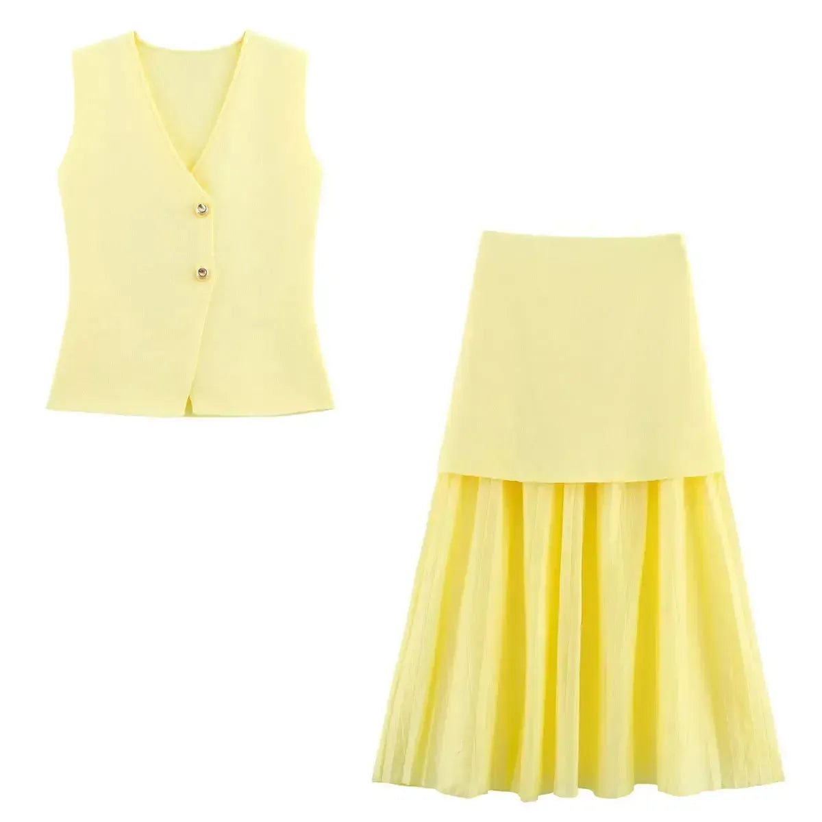 Tricot V-Neck & Jupe Longue-Saylana